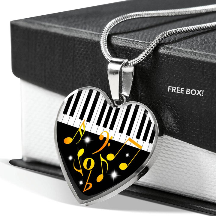 Collier Pendentif "Piano Notes de musique" - Gold - Ref2