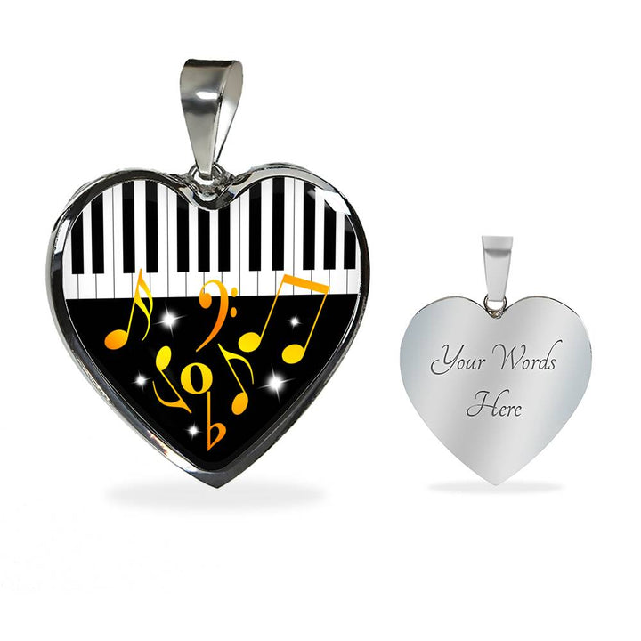 Collier Pendentif "Piano Notes de musique" - Gold - Ref2