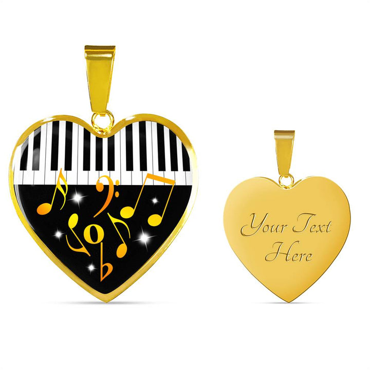 Collier Pendentif "Piano Notes de musique" - Gold - Ref2
