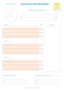 Musique - Journal de suivi quotidien du Musicien digital - Format PDF à imprimer