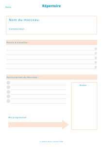 Musique - Répertoire musical - Journal de suivi du Musicien digital - Format PDF à imprimer