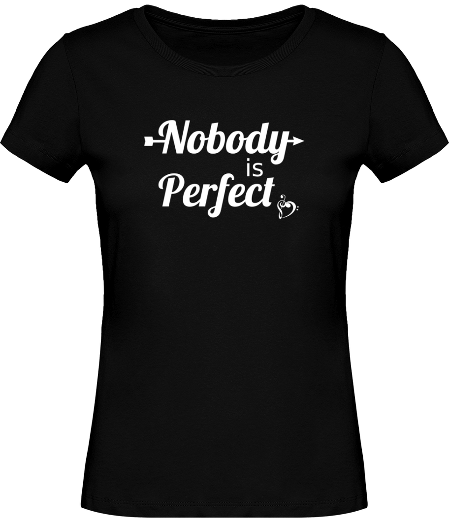 T-shirt Musique Nobody is perfect - Clé de Sol Clé de Fa  - Femme - T-shirt Musicienne et Fan de Musique - Cadeau anniversaire - Vêtements musicienne - Noir