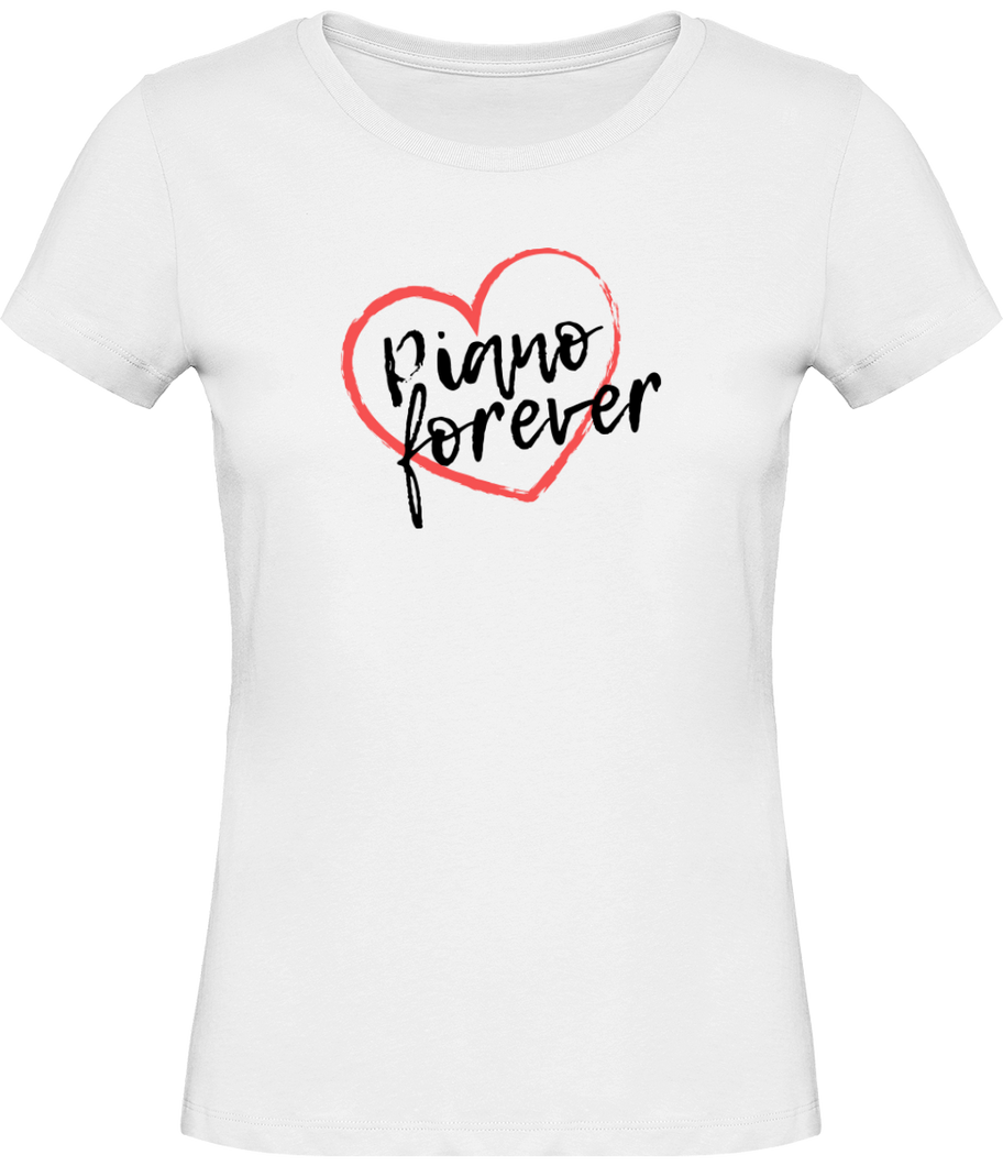 T-shirt Pianiste Piano forever - Femme - T-shirt Musicienne et Fan de Musique - Cadeau anniversaire - Vêtements musicienne - Blanc