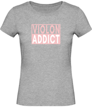 Charger l&#39;image dans la galerie, T-shirt Violoniste Violon addict - Femme - T-shirt Musicienne et Fan de Musique - Cadeau anniversaire - Vêtements musicienne - Gris