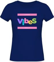 Charger l&#39;image dans la galerie, T-shirt Musique Good vibes only - Femme - Bleu - T-shirt Musicienne et Fan de Musique - Cadeau anniversaire - Vêtements musicienne