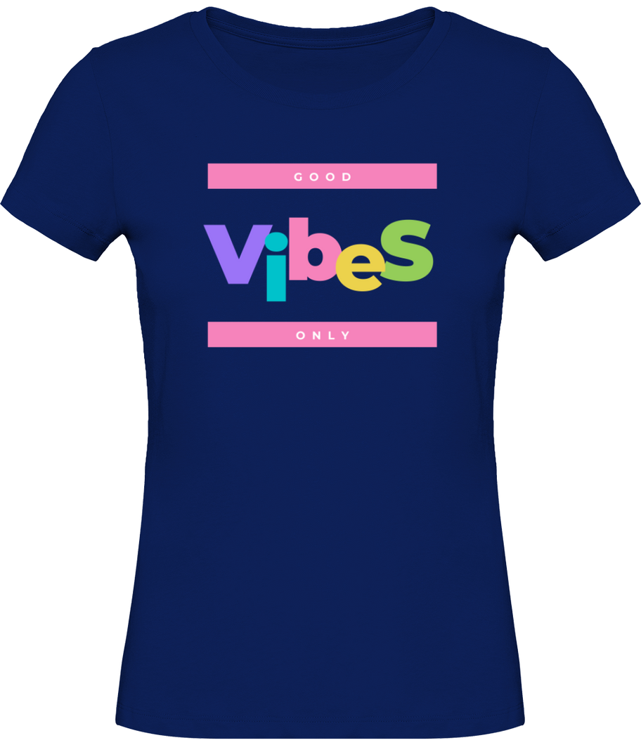 T-shirt Musique Good vibes only - Femme - Bleu - T-shirt Musicienne et Fan de Musique - Cadeau anniversaire - Vêtements musicienne