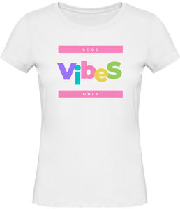 T-shirt Musique Good vibes only - Femme - Blanc - T-shirt Musicienne et Fan de Musique - Cadeau anniversaire - Vêtements musicienne