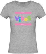 Charger l&#39;image dans la galerie, T-shirt Musique Good vibes only - Femme - Gris - T-shirt Musicienne et Fan de Musique - Cadeau anniversaire - Vêtements musicienne