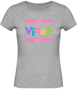 T-shirt Musique Good vibes only - Femme - Gris - T-shirt Musicienne et Fan de Musique - Cadeau anniversaire - Vêtements musicienne