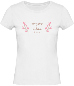 T-shirt Musique Music  vibes only - Femme - T-shirt Musicienne et Fan de Musique - Cadeau anniversaire - Vêtements musicienne - Blanc