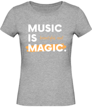 Charger l&#39;image dans la galerie, T-shirt Musique Music is beautiful and magic - Femme - T-shirt Musicienne et Fan de Musique - Cadeau anniversaire - Vêtements musicienne - Gris