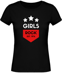 T-shirt Musique Girls Rock - Femme - Noir - T-shirt Musicienne et Fan de Musique - Cadeau anniversaire - Vêtement musicienne