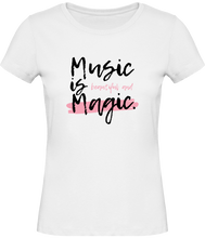 Charger l&#39;image dans la galerie, T-shirt Musique Music is beautiful and  magic - Femme - T-shirt Musicienne et Fan de Musique - Cadeau anniversaire - Vêtements musicienne - Blanc