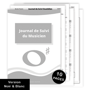 Journal de suivi du Musicien digital - Format PDF à imprimer - Noir et Blanc