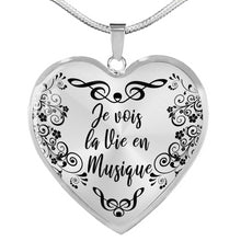 Charger l&#39;image dans la galerie, Collier Pendentif Musicienne &quot;Je vois la vie en Musique&quot;