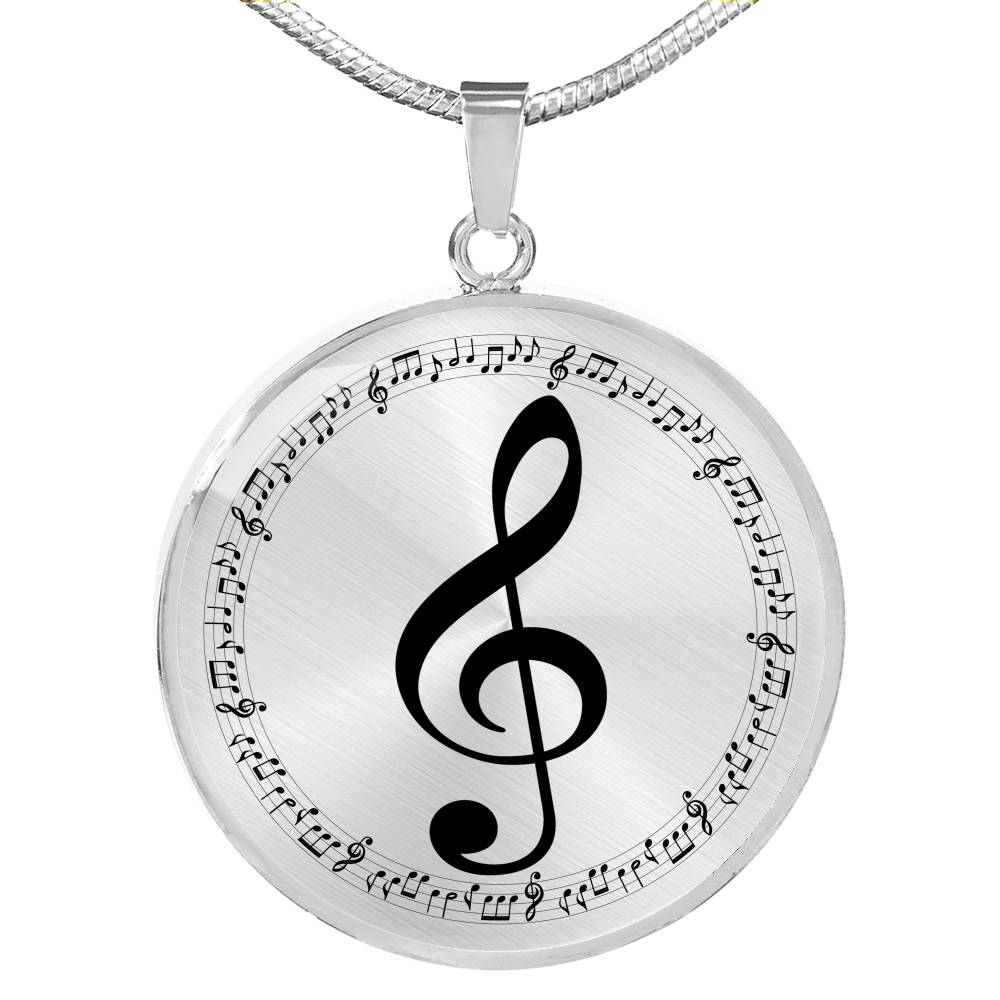 Collier notes de musique couleur argent