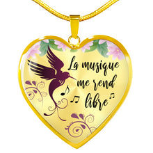 Charger l&#39;image dans la galerie, Collier Pendentif pour Musicienne - La Musique me rend libre - Pour Musicienne - Boîte Cadeau offerte - Couleur argent en acier inoxydable - Bijou Femme - Cadeau Musique