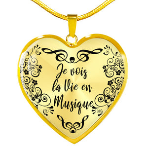Collier Pendentif Musicienne "Je vois la vie en Musique"