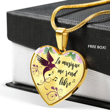 Charger l&#39;image dans la galerie, Collier Pendentif  Note de Musique pour Musicienne - La Musique me rend libre - Pour Musicienne - Boîte Cadeau offerte - Couleur Gold en Plaqué Or 18 carats - Bijou Femme - Cadeau Musique