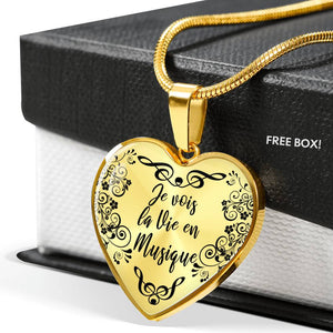 Collier Pendentif Musicienne "Je vois la vie en Musique"