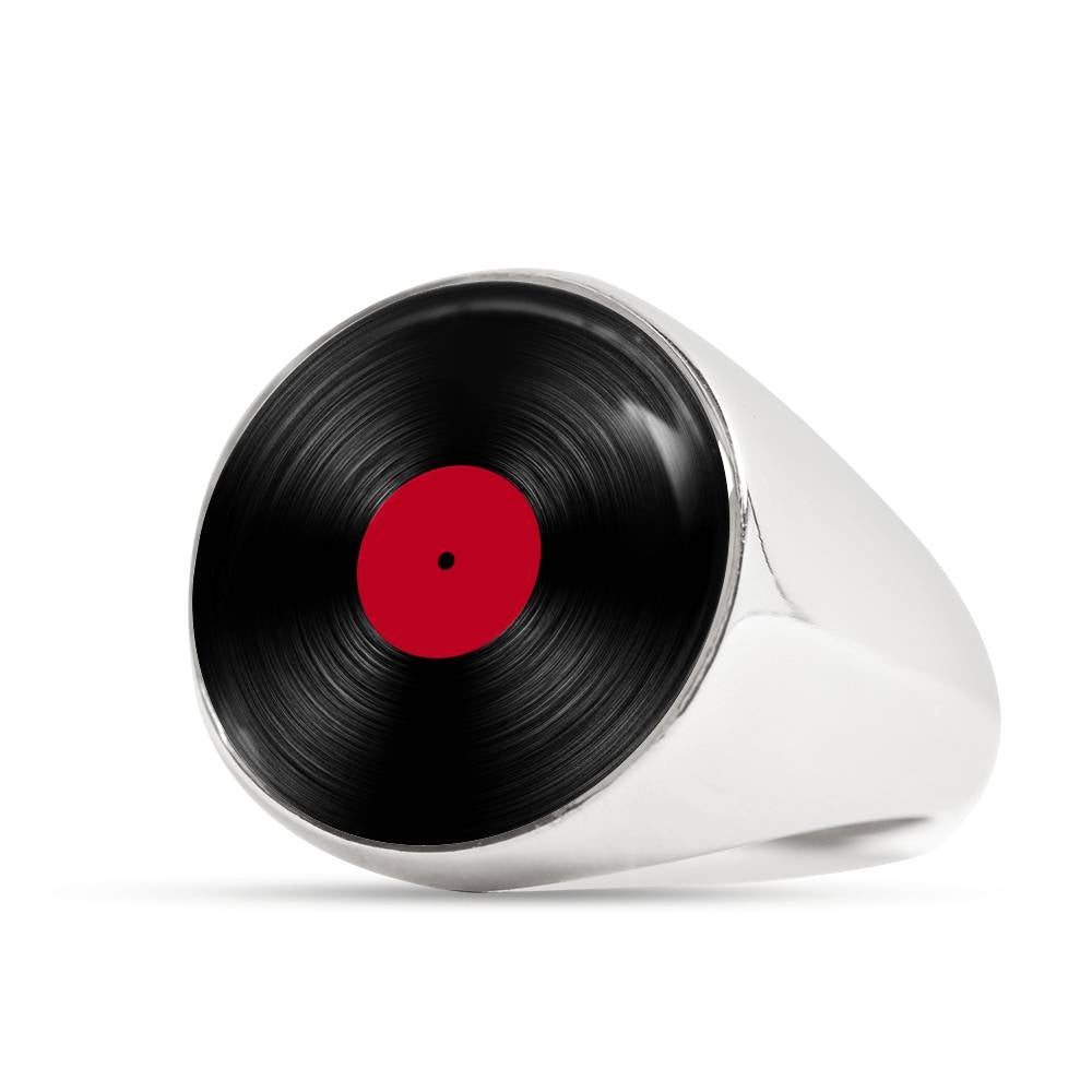 Bague Disque Vinyle - Couleur argent