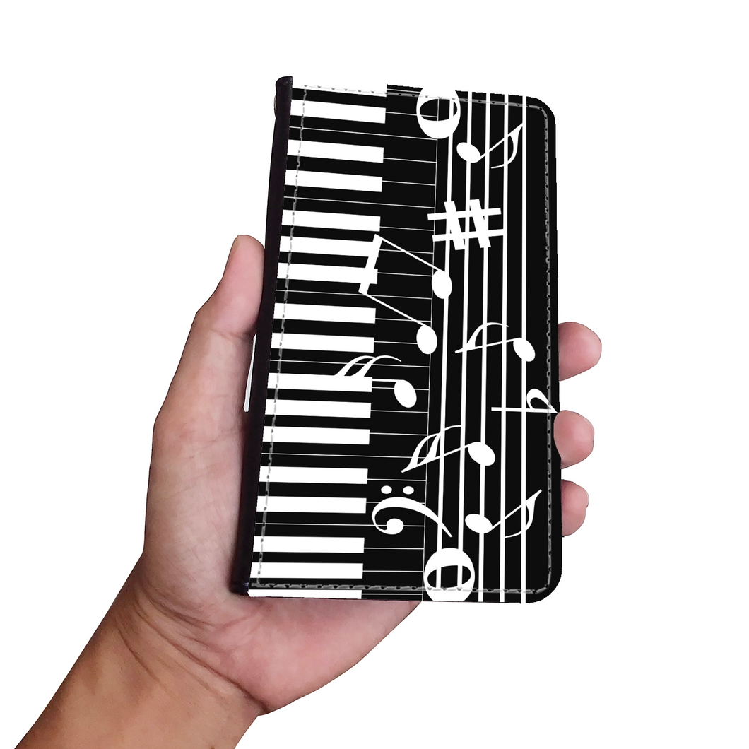 Pianiste - Étui Téléphone Portefeuille 2 en 1 - Piano Notes de musique