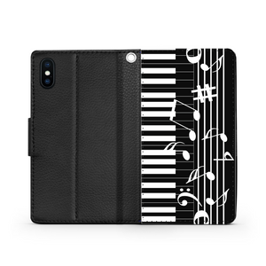 Pianiste - Étui Téléphone Portefeuille 2 en 1 - Piano Notes de musique