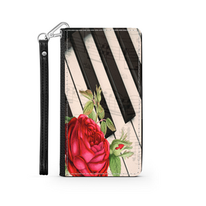 Pianiste - Étui Téléphone Portefeuille 2 en 1 - Piano Rose