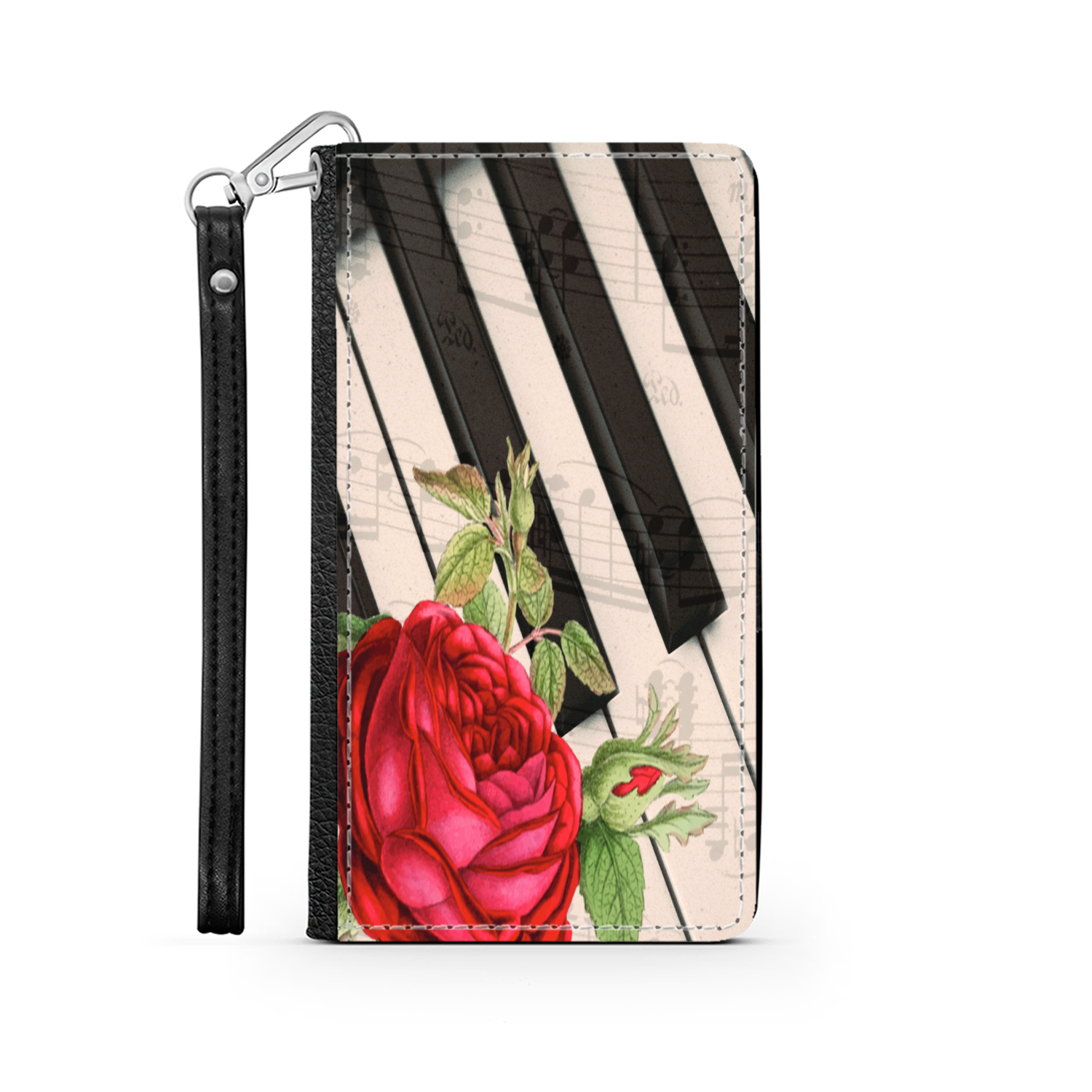 Pianiste - Étui Téléphone Portefeuille 2 en 1 - Piano Rose