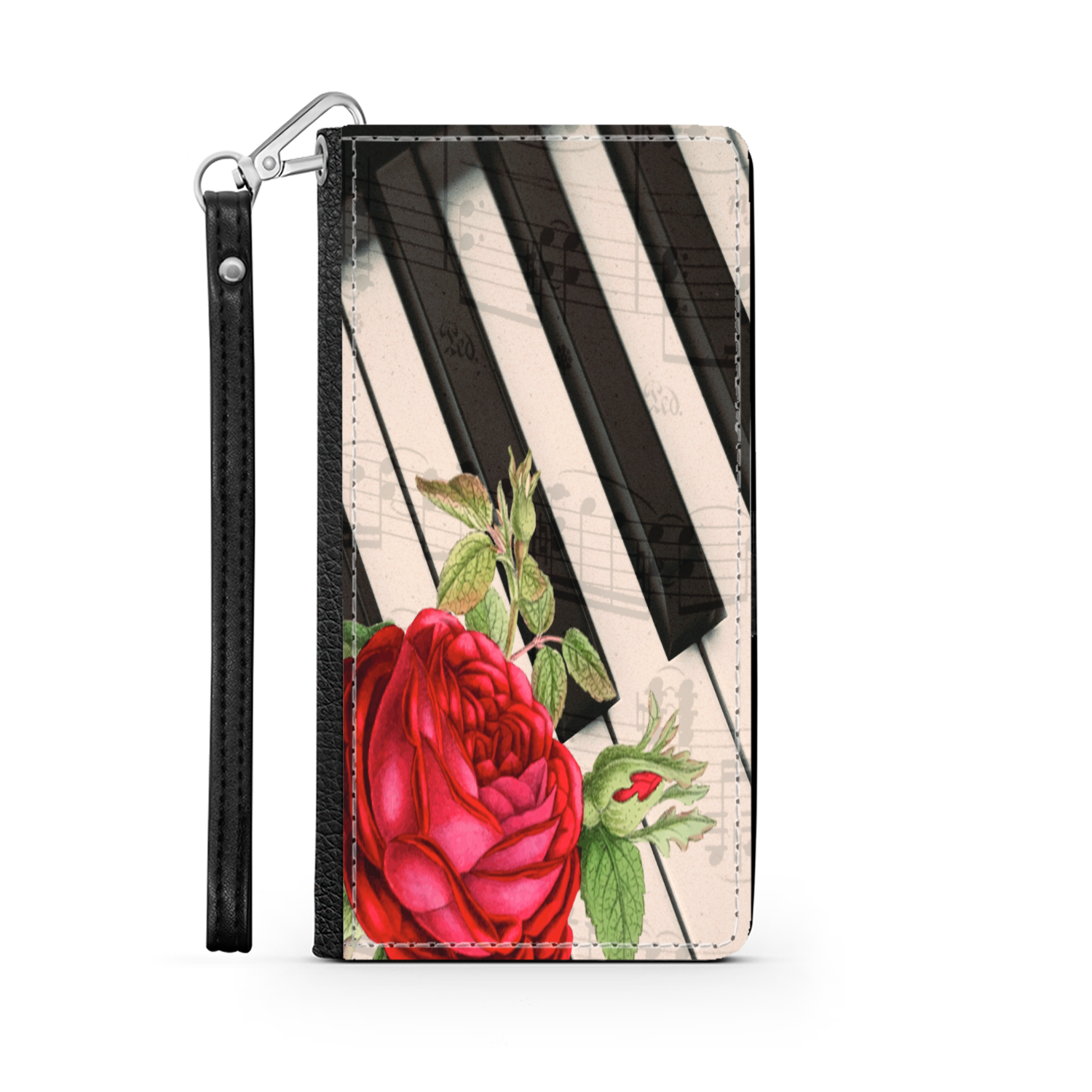 Pianiste - Étui Téléphone Portefeuille 2 en 1 - Piano Rose