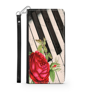 Pianiste - Étui Téléphone Portefeuille 2 en 1 - Piano Rose