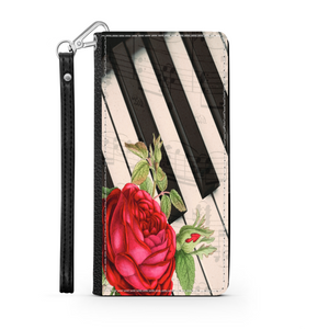 Pianiste - Étui Téléphone Portefeuille 2 en 1 - Piano Rose