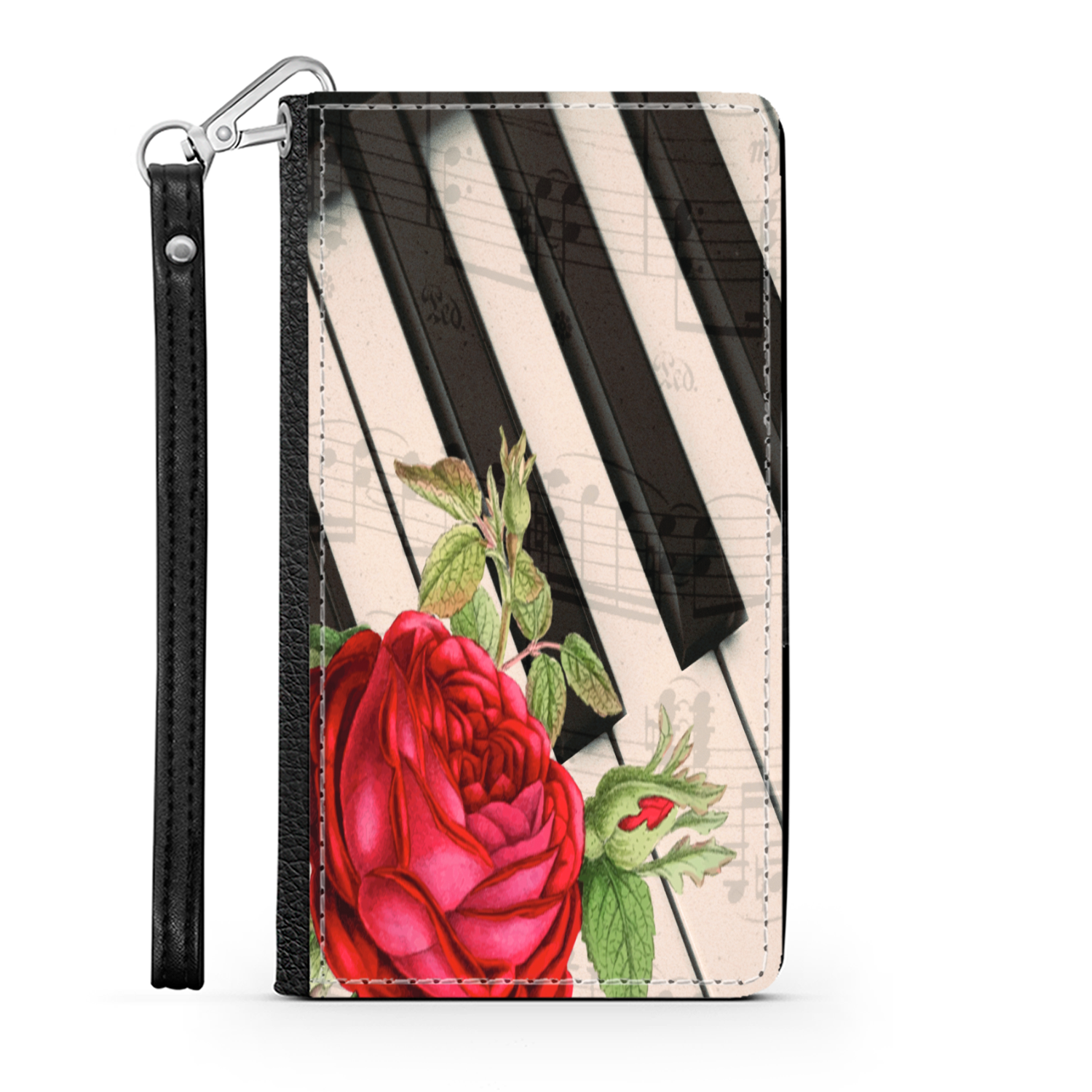 Pianiste - Étui Téléphone Portefeuille 2 en 1 - Piano Rose