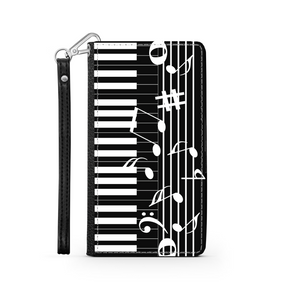 Pianiste - Étui Téléphone Portefeuille 2 en 1 - Piano Notes de musique