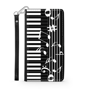 Pianiste - Étui Téléphone Portefeuille 2 en 1 - Piano Notes de musique