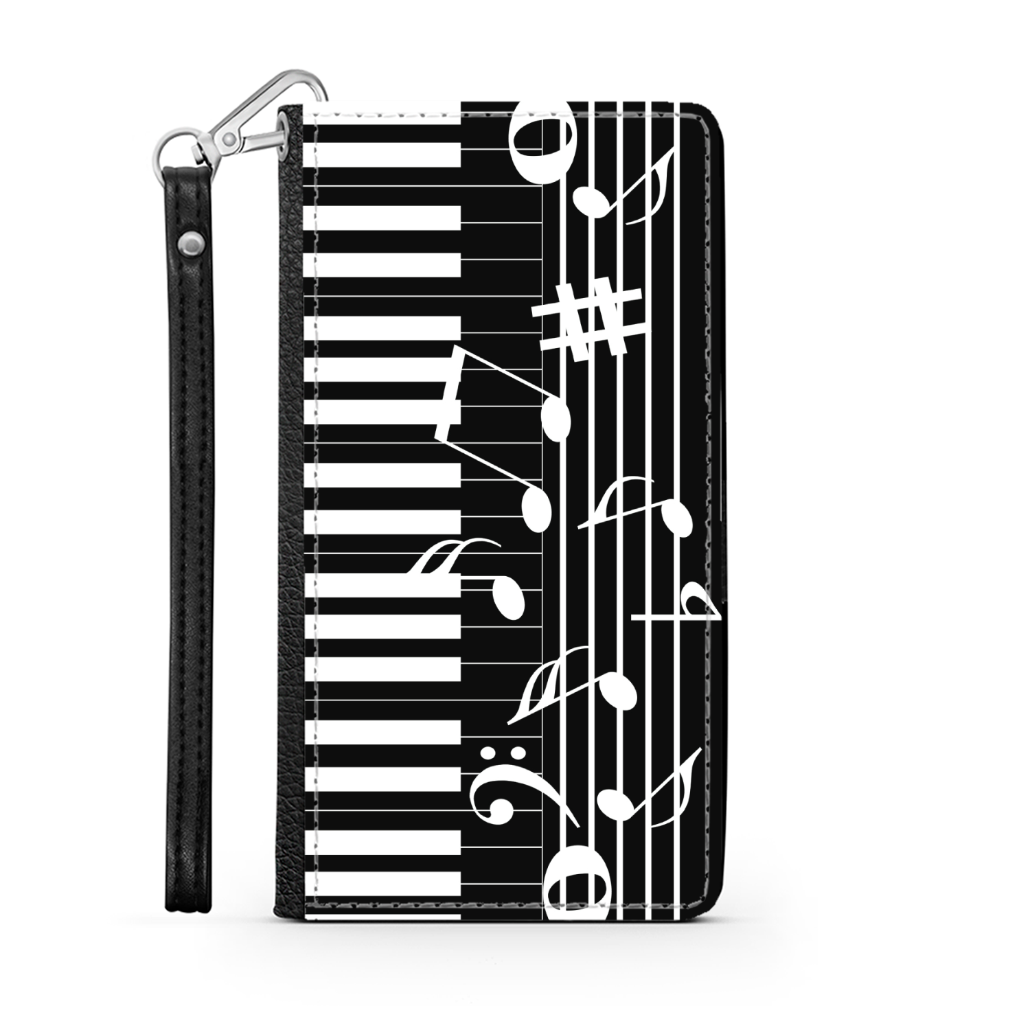 Pianiste - Étui Téléphone Portefeuille 2 en 1 - Piano Notes de musique