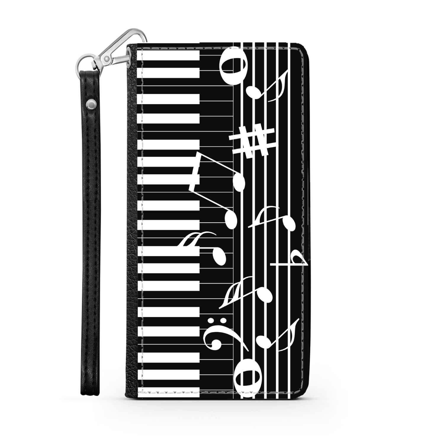 Pianiste - Étui Téléphone Portefeuille 2 en 1 - Piano Notes de musique