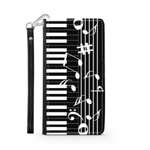 Pianiste - Étui Téléphone Portefeuille 2 en 1 - Piano Notes de musique