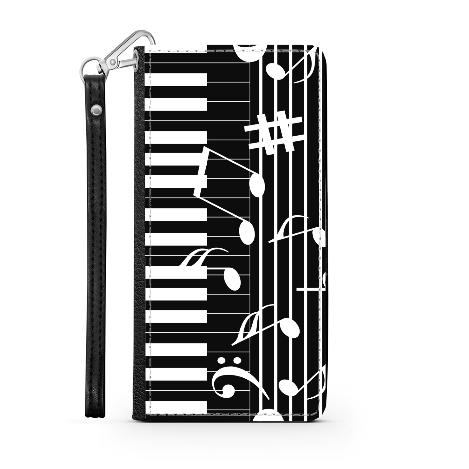 Pianiste - Étui Téléphone Portefeuille 2 en 1 - Piano Notes de musique