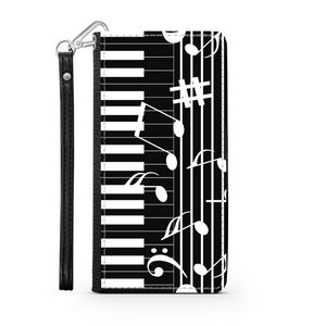 Pianiste - Étui Téléphone Portefeuille 2 en 1 - Piano Notes de musique